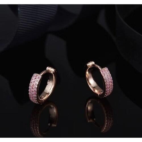SLJELY Fashion 925 Sterling Silver Pink Orange Black 4 Colors Simple Circle Anneau Hoop Earrings Pave Zirconia Women Jewelry