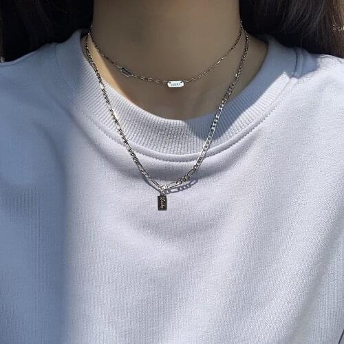 Silvology Sterling 925 Silver Square Lucky Letter Choker for Women High Quality Short Necklace Minimalist Temperament Jewelry