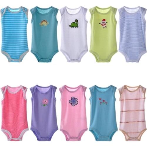 Hooyi Summer Baby Bodysuits Sleeveless 100% Cotton Baby boy Clothes body ropa bebe girl jumpsuits singlet vest