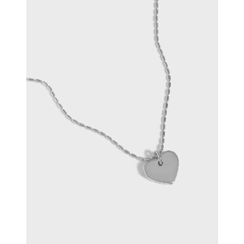 SHANICE S925 sterling silver Minimalist Smooth Heart Pendant Necklace Women Lover Gift Simple Chain Necklace Wedding Jewelry