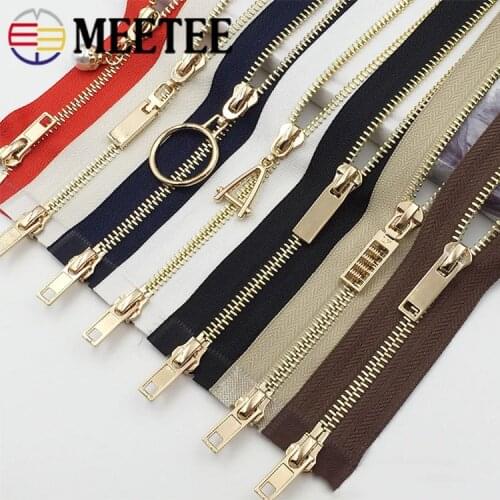 1pc Meetee 80/100/120cm Auto Lock Metal Zipper Double-slider Zippers for Jackets Coat DIY Bag Clothing Sewing Accessories