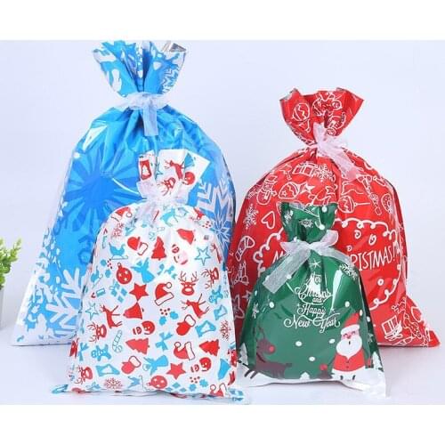 1Pc Christmas Bag Santa Claus Snowman Cellophane Cookie Fudge Candy Gift Merry Christmas Biscuit Cookie Candy Bag