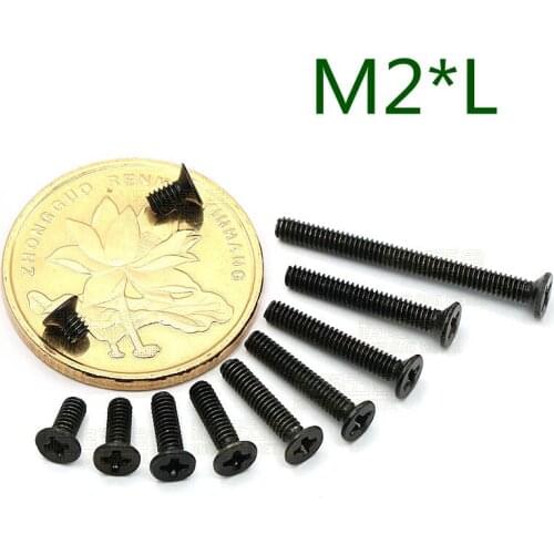 1000pcs/lot M2*3/4/5/6/7/8/10/12/14/22 Head diameter 3.5mm Countersunk head philips machine screw black zinc plated KM2