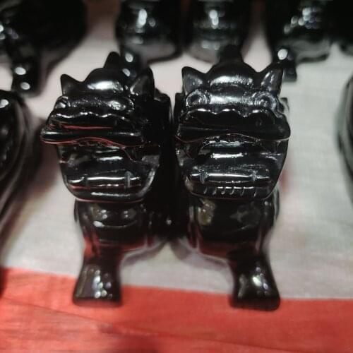 2pcs 650-750g Carved by hand in natural obsidian auspicious sign animal