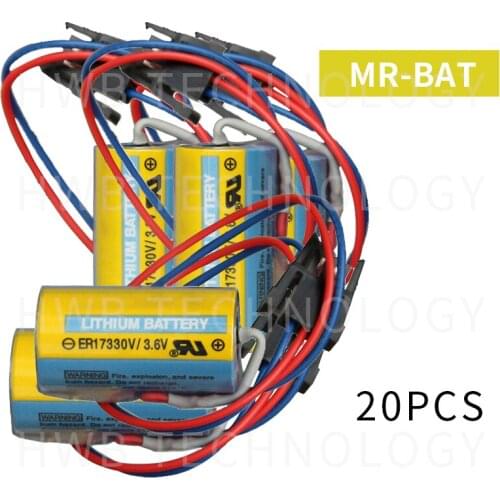 20pack New Original For Mitsubishi ER17330V MR-BAT CNC 3.6V 1700mah PLC Lithium Battery Batteries with Plug Free Shipping