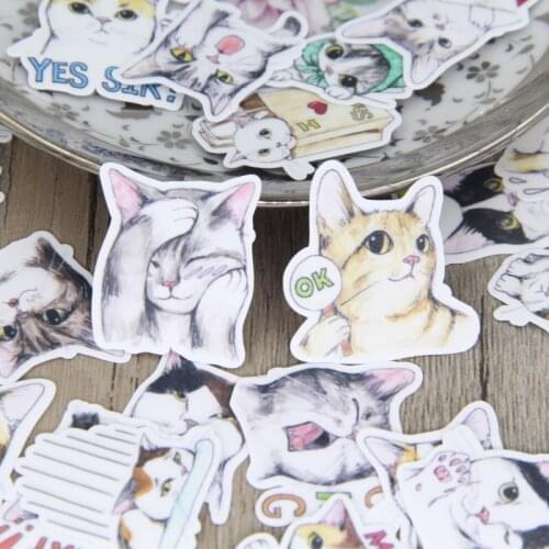 40 cute hand-painted little cat homemade hand-decorated decorative decals style cartoon decal refrigerator decoration car bike