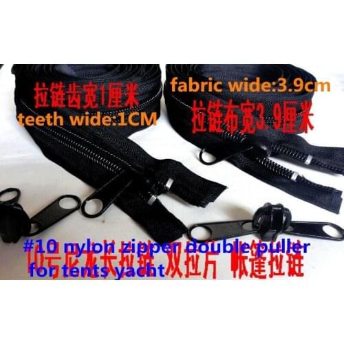 5meters/piece 10# double pullers nylon zippers tent yacht zippers black free shipping