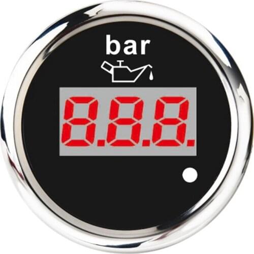 52mm Digital Oil Pressure Gauge 0-10 Bar Universal Stainless Steel Oil Meter Indicator Red Backlight with Alarm