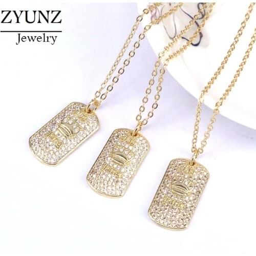 6PCS, Gold Color Fashion Jewelry Micro Pave CZ Classic Womens Zirconia Pendant Necklace