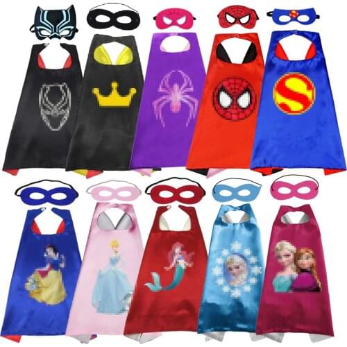 Anime Cosplay Costume Cape With Mask Superhero Cape Double Sided Child Birthday Party Christmas Halloween Cloak For Kids 70*70cm