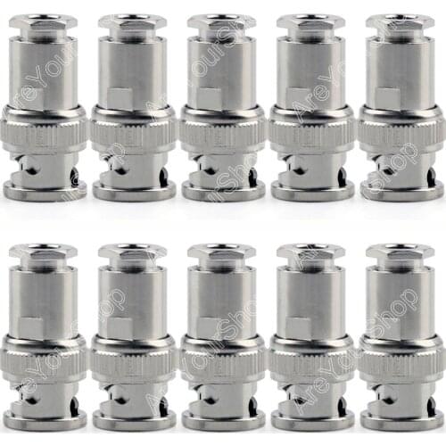 Areyourshop Sale 10PCS Mini Jack Plug Connector BNC Male Plug Clamp RF RG58 RG142 LMR195 RG400 Cable