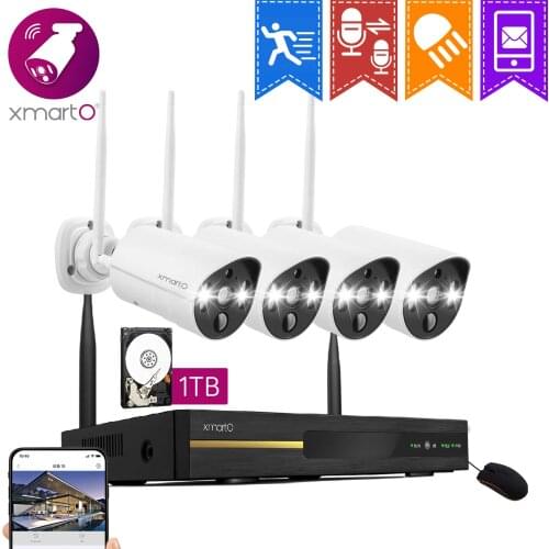XMARTO Prime 8CH 2K HD Wireless Security Camera System with 5MP NVR and Color Night Vision, Human/Pet PIR Detection functions