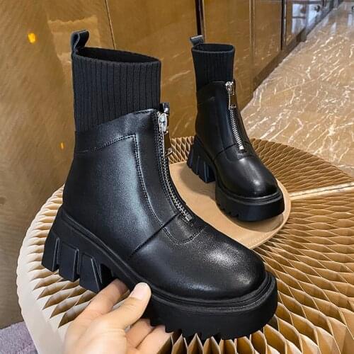Martin boots woman 2020 new ladies casual stretch socks boots fashion Cross-tied women shoes platform boots gothic women shoes