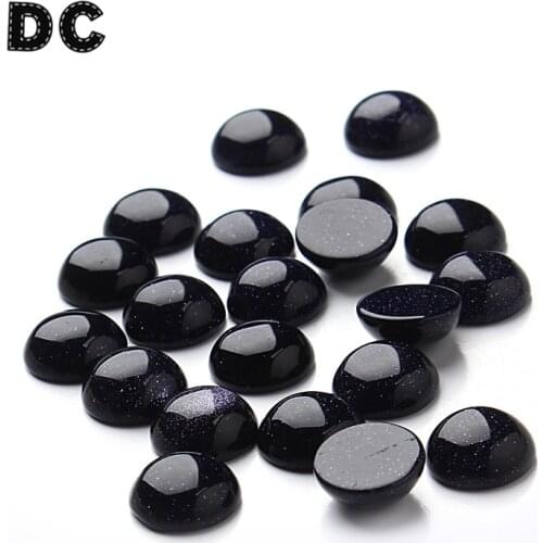 DC 20pcs/lot Blue Sandystone Stone Round Flat Back Cabochon Beads 12/8mm For Pendant Setting DIY Jewelry Making Findings F3099