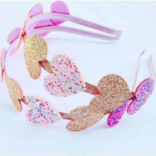Boutique 10pcs Fashion Glitter Heart Hairbands Cartoon Hard Headbands Princess Headwear Girls Hair Accessories