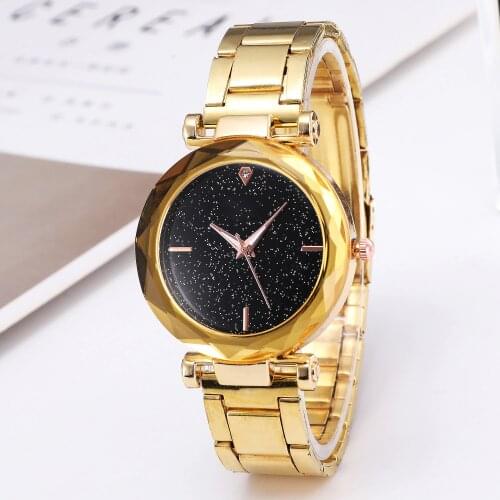 Fashionable casual womens watch WOKAI sky star gold star series alloy steel strip male watch wholesale watches men and women