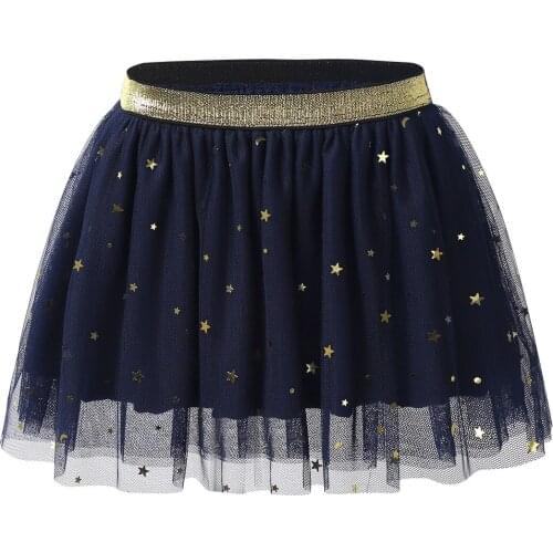 Kids Baby Girls Sparkly Stars Sequins Ruffled Layered Tulle Ballet Tutu Skirt Toddlers Stage Performance Party Dance Costume
