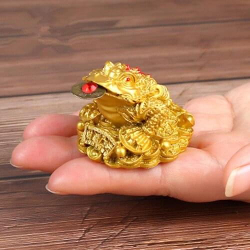 Feng Shui Ornaments Lucky Toad Fortune Wealth Golden Frog Figurine for Home Office Decor Best Christmas Gift Collectible