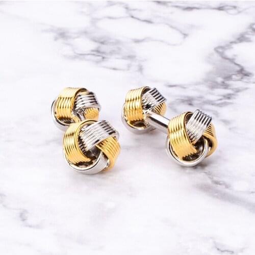 French Style Knot Cufflinks Fashion Metal 2 Colors Plated Cuff Buttons For French Shirt Business Wedding Best Man Gift