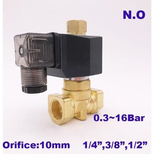 GOGO 2 way brass water Normally open solenoid valve 1/4 3/8 1/2 inch AC 220V 24V 12V Orifice 10mm 16bar PXC pressure valve
