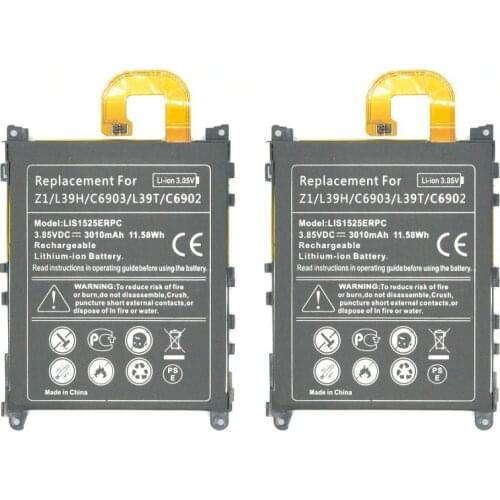ITopZea 2pcs/lot 3010mAh / 11.58Wh LIS1525ERPC Replacement Battery For Z1 L39H C6902 C6903 L39T L39U L39H C6916 C6943 D5503