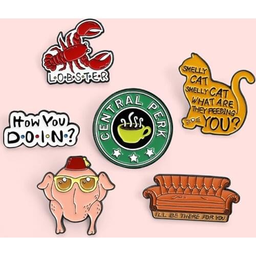 Creative Cartoon Turkey Lobster Metal Enamel Brooch Fashion Cafe Sofa Badge Personality Lapel Backpack Jewelry Gift For Friends