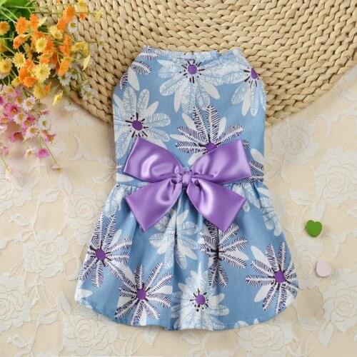 Summer Tutu Puppy Skirts Princess Dog Dresses For Small Dogs Floral Printed Bowknot Dog Costume Sweet Chihuahua Puppy Clothes