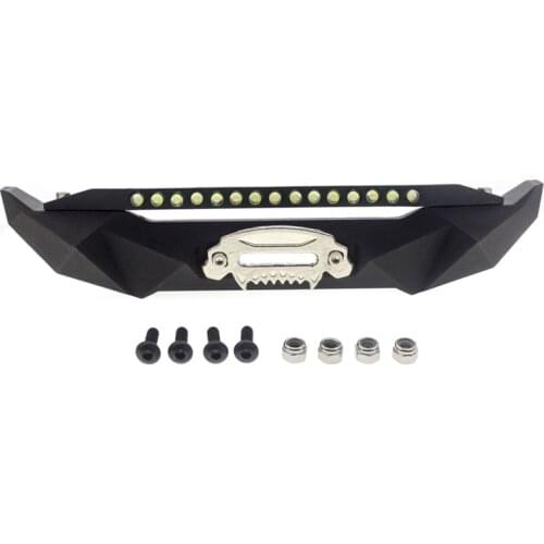 Metal Front Bumper with LED Light for 1/10 RC Crawler Axial SCX10 II 90046 SCX10 III AXI03007 Upgrade Parts