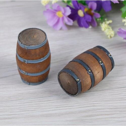 Mini Wooden Red Wine Barrel Miniature Beer Barrel Beer Cask Beer Keg for Dolls House Decoration Accessories 1:12 Scale Dollhouse
