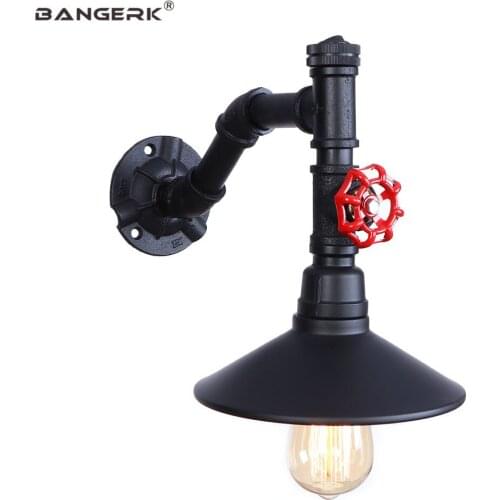 E27 Black Iron LED Wall Light Retro Industrial Style Water Pipe Wall Lamp Loft Decor Edison Sconces Aisle Bedside Home Lighting