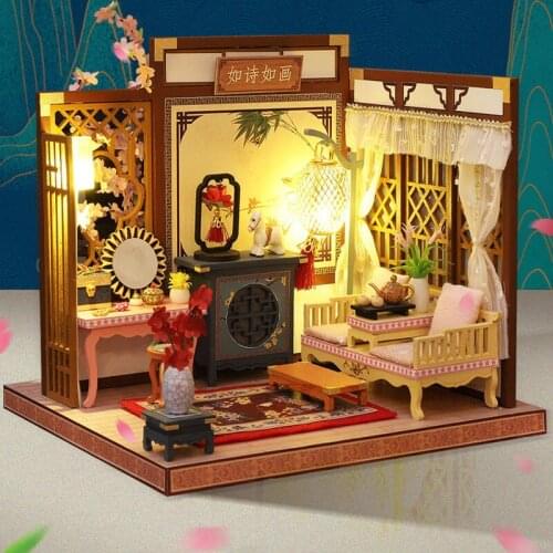 New DIY Doll House Model Building House Mini Wooden Furniture House Toy Creative Doll House Children Christmas Gift For Children