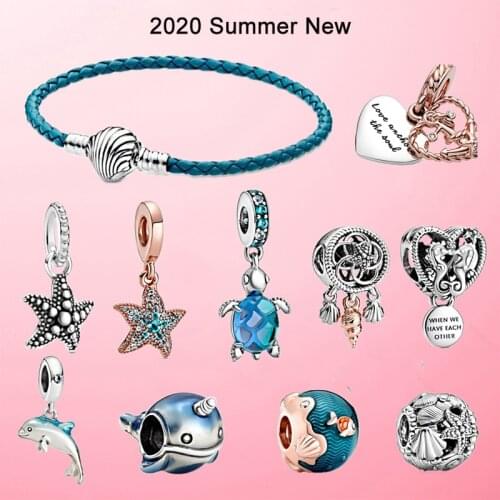 Girl Birthday Gift 2020 Summer New 925 Sterling Silver Beads The Ocean Series Fit Original Pandora Bracelets DIY Fashion Jewelry