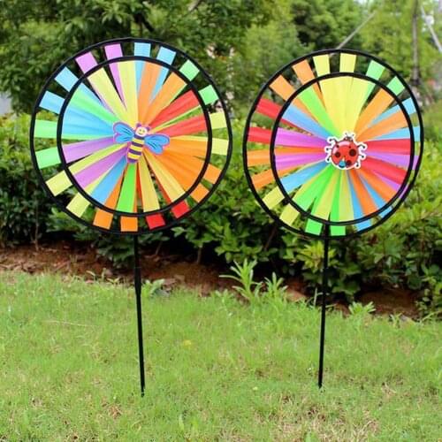 Practical Pinwheel Handheld Easy-assembled Black Edge Light Weight Double Layers Two-layer Animal Wind Spinner for Children 2021
