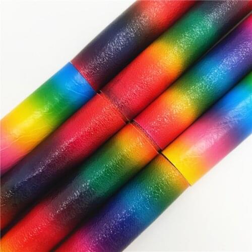 Rainbow Synthetic Faux leather Vinyl Fabric Sheets For Bows Earrings Bags Shoes DIY FZ099