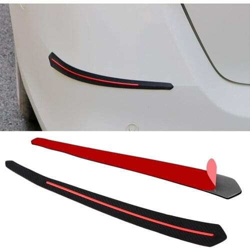 Carbon Fiber Rubber Auto Accessories Universal Anticollision Protectors 2PCS Car Bumper Lip Strip Exterior Decoration Mouldings