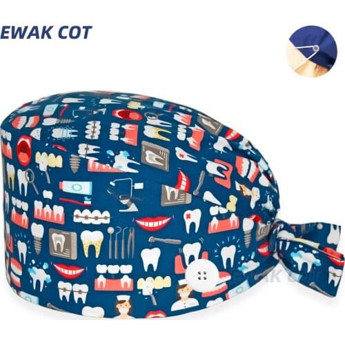 Anime scrub Cap women Dentist Clinic Beauty Pharmacy Lab work surgicals hat Adjustable Uniform Accessories Scrubs Caps for women