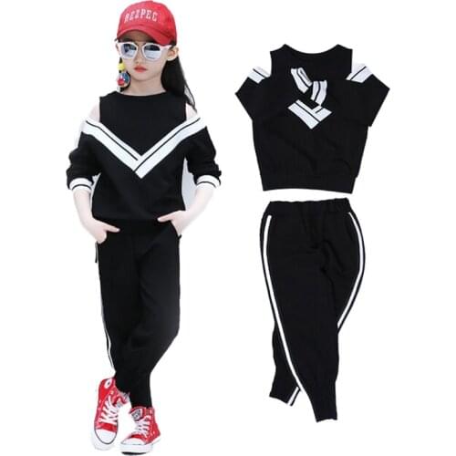 Girls Teens Sports Suits Autumn Clothes Long Sleeve Fashion Sweatshirt +Pants Sets 2pcs For Girl Big Children Cotton Tracksuit