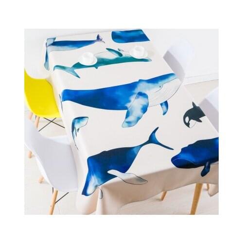 Mediterranean sulphur-bottom table cloth linen tablecloths cover towel thick rectangular antependium dining hall decoration blue