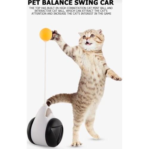Tumbler Swing Toys for Cats Kitten Interactive Balance Car Cat Chasing Toy with Catnip Ball Funny Pet Products