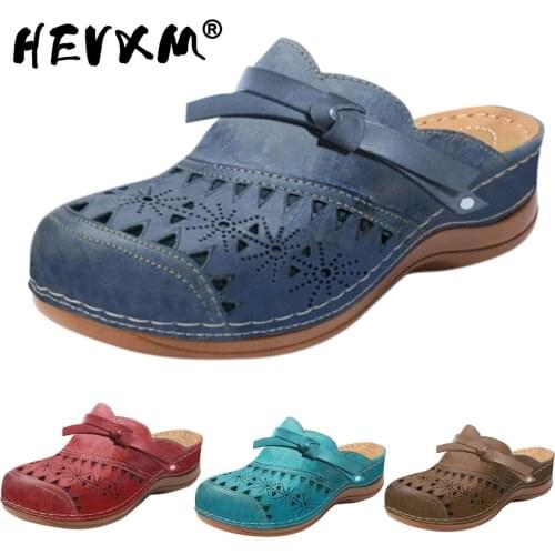 Slippers Women 2021 Summer Women Hollow Carved Wedges Slippers Platform Casual Roman Womens Slipper Anti-slip Beach Shoes