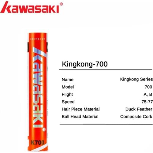 Kawasaki Badminton Shuttlecock King Kong 700 Duck Feather For Training Racquet Sports Speed 76 77 Durable Badminton Balls
