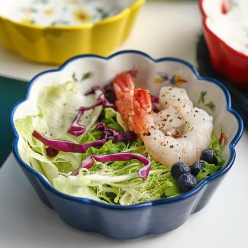 Japanese tableware ceramic fruit salad bowl lovely ins bowl creative lace bowl Pasta Bowl personalized rice bowl
