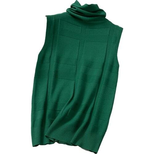 2021 Spring Autumn Turtleneck Sleeveless Sweater Women Sexy Vest Office Lady Comfortable Knitted Sweater Chalecos Para Mujer