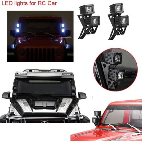 1 Pair LED Headlights Spotlights For 1/10 RC Crawler Off-road Traxxas TRX4 TRX6 SCX10 III 90046 RC4WD D90 TF2 RC Truck Car DIY