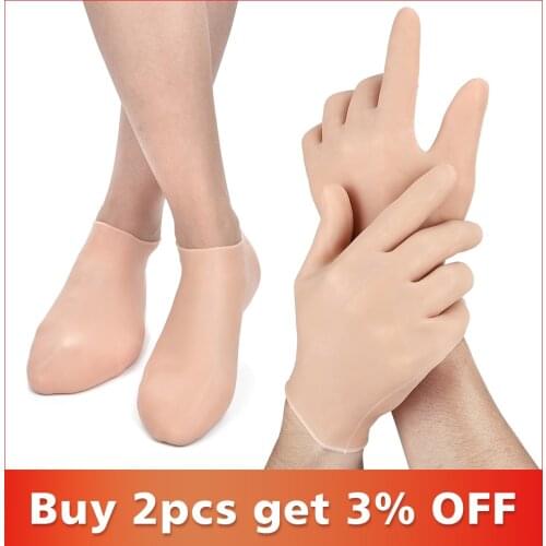 1 Pair Feet Hands Care Socks Gloves Moisturizing Silicone Gel Socks Foot Skin Care Hand Protectors Anti Cracking Spa Home Use