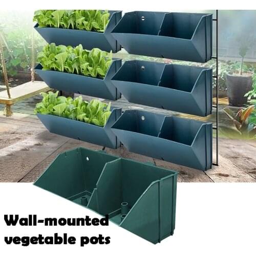 1Pc Outdoor Wall-mounted Plastic Flower Pot Hanging Vertical Planting Flowerpot Garden Decor