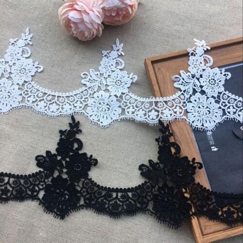 15cm wide 2yards/pack Fine Quality Thicken Flower Rayon Eyelash Lace Trim Wedding Dress Clothing Splicing Accessories X345