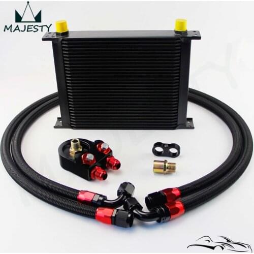 30 ROW AN-10AN UNIVERSAL ENGINE TRANSMISSION OIL COOLER BLACK+ FILTER KIT black british type BRAND CSK