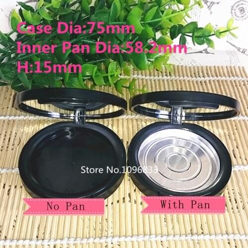30PCS Matte Black Compacts DIY Pressed Powder Case Empty Blusher Box with Mirror Aluminum pan Cosmetic Powdery Cake Container