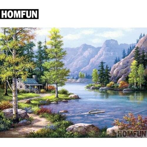 HOMFUN Full Square/Round Drill 5D DIY Diamond Painting "Natural landscape" 3D Embroidery Cross Stitch 5D Decor Gift A00534